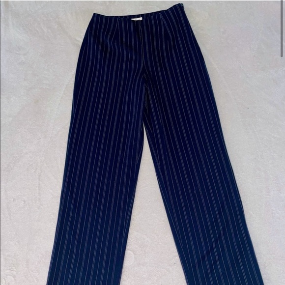 Vintage Pinstripe 2 Piece Matching Pantsuit Set - Navy and White - Picture 5 of 11